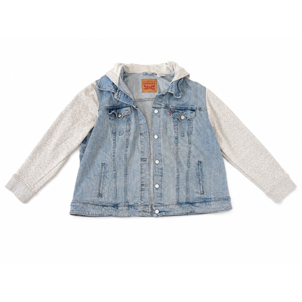 Levi's Hooded Denim Trucker Jacket Women's 3X Light Wash Jean Jacket